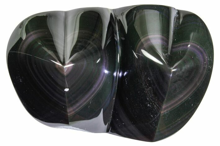 Polished Rainbow Obsidian Double Heart - Mexico #362216